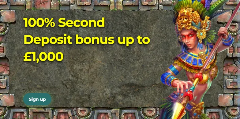 Aztec Paradise deposit two: 100% bonus up to £1,000