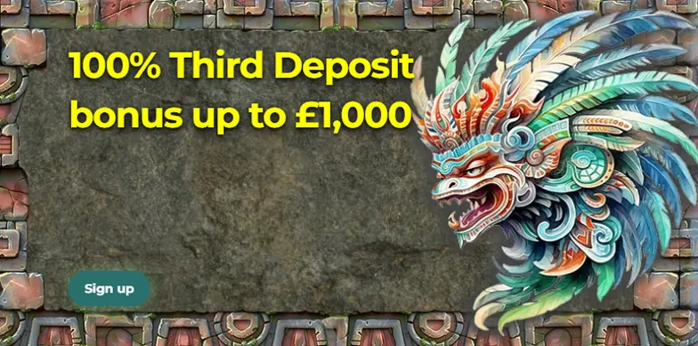 Aztec Paradise deposit three: 100% bonus up to £1,000